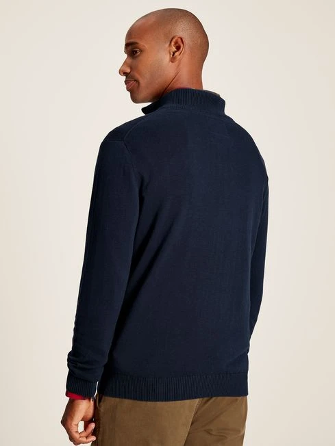 Navy Quarter Zip Knitted Jumper - Image 2