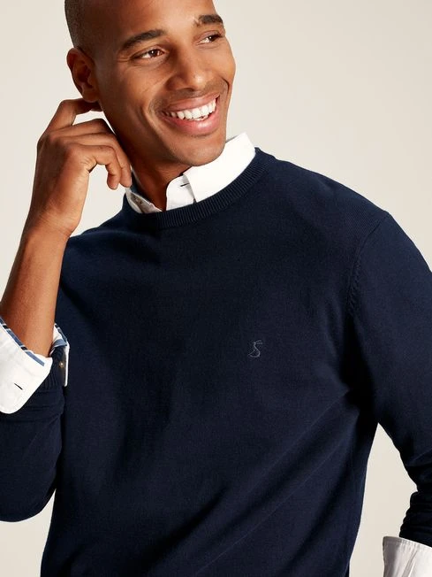 Navy Crew Neck Knitted Jumper - Image 4