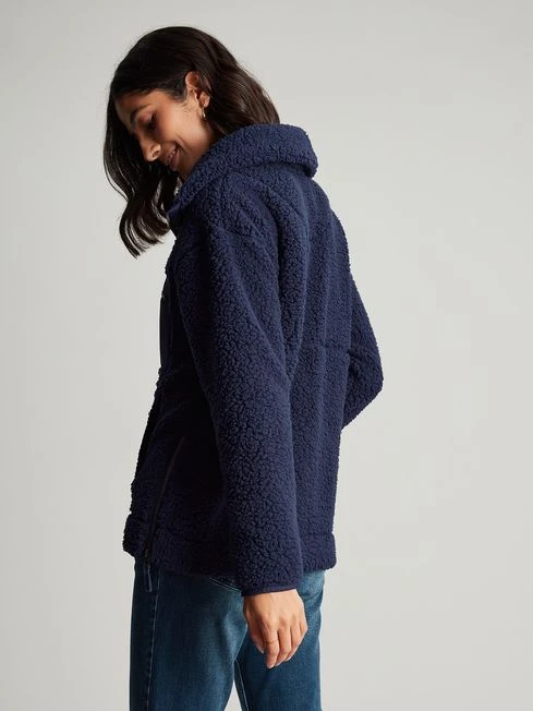 Navy Blue Zip Front Fleece With Hem Detail - Image 2