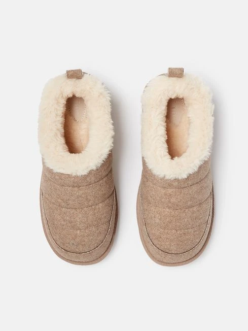 Oatmeal Faux Fur Lined Slippers - Image 2