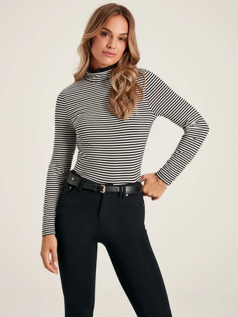 Black/Cream Roll Neck Top