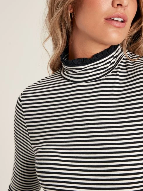Black/Cream Roll Neck Top - Image 4