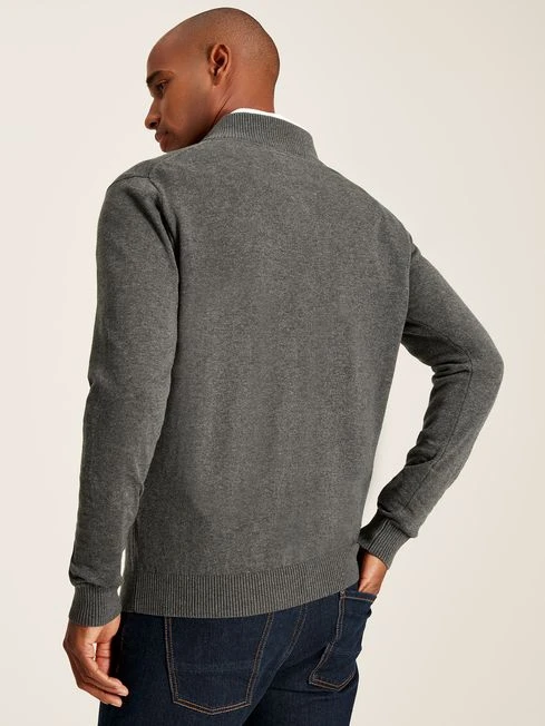 Grey Quarter Zip Knitted Jumper - Image 2