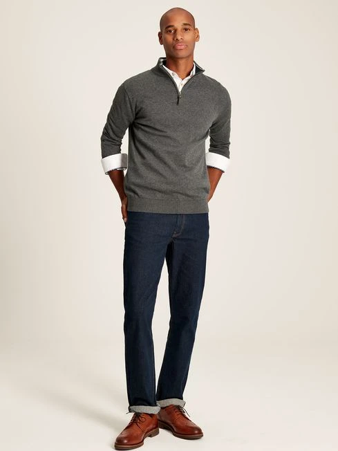 Grey Quarter Zip Knitted Jumper - Image 3