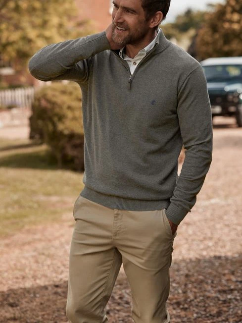 Grey Quarter Zip Knitted Jumper - Image 6