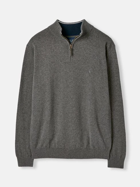 Grey Quarter Zip Knitted Jumper - Image 8