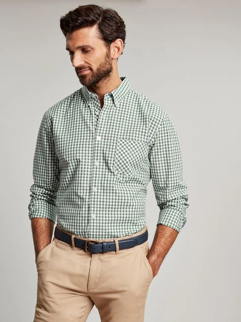Joules Green Goodridge Long Sleeve Classic Fit Poplin Shirt