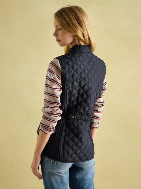 Navy Blue Showerproof Diamond Quilted Gilet - Image 2