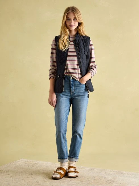 Navy Blue Showerproof Diamond Quilted Gilet - Image 3