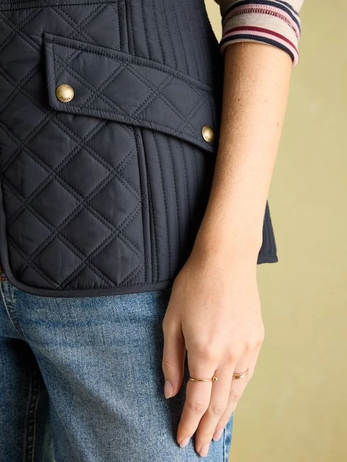 Navy Blue Showerproof Diamond Quilted Gilet - Image 5