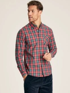 Red Long Sleeve Classic Fit Poplin Shirt