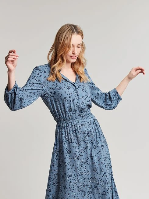 Joules Blue Josie Frill Elasticated Waist Dress - Image 3