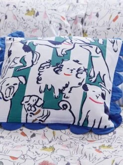 White Linear Dogs Cushion
