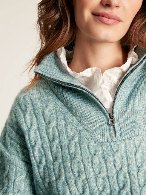 Teal Blue Quarter Zip Jumper - Image 3