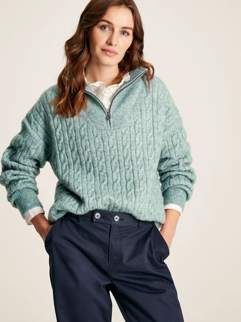 Teal Blue Quarter Zip Jumper - Image 4