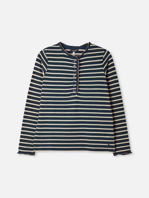 Navy Striped Top With Frilled Detailing - Image 6