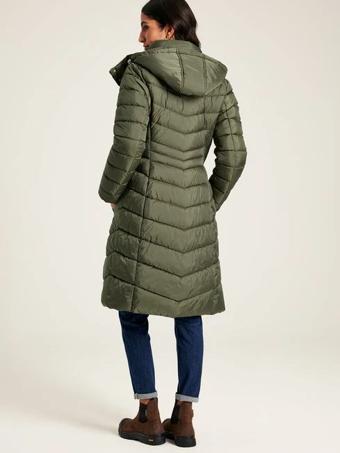 Khaki Green Showerproof Long Padded Coat - Image 2