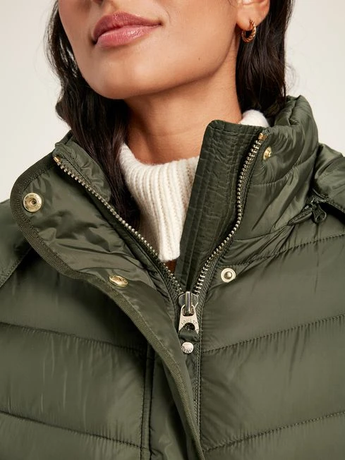 Khaki Green Showerproof Long Padded Coat - Image 4