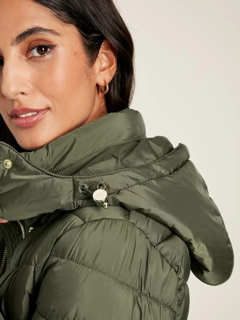 Khaki Green Showerproof Long Padded Coat - Image 6