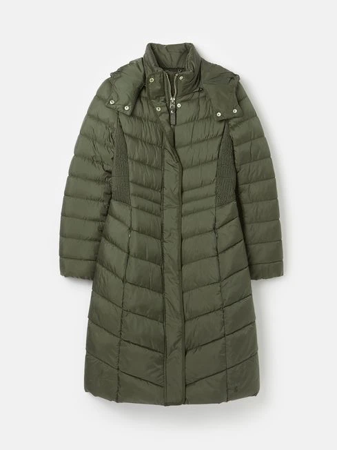Khaki Green Showerproof Long Padded Coat - Image 7
