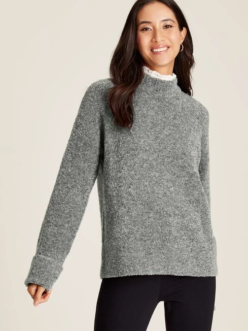 Grey Bouclé Knit Jumper - Image 3