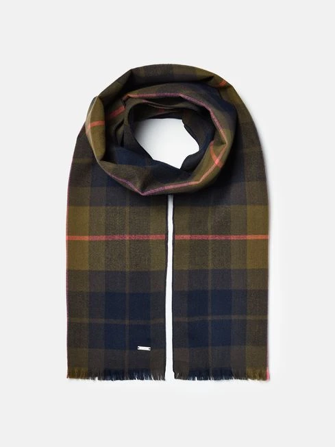 Navy Blue Checked Brushed Scarf - Image 3