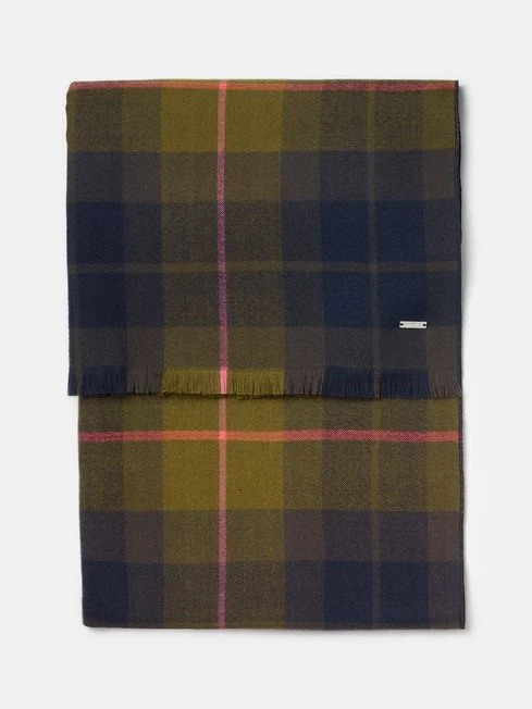 Navy Blue Checked Brushed Scarf - Image 5