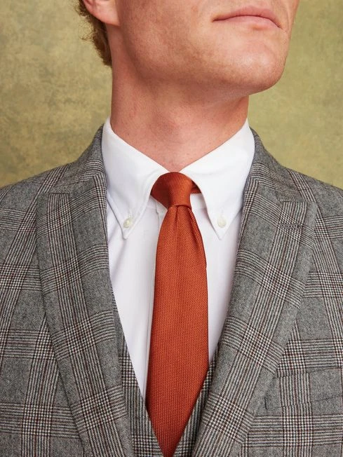Grey/Rust Check Wool Slim Fit Suit: Jacket - Image 4