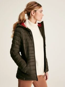 Green Showerproof Packable Padded Jacket