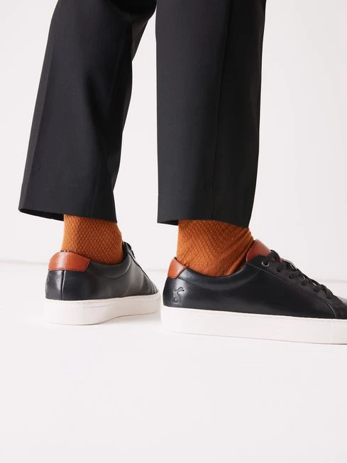 Black Leather Trainers - Image 2