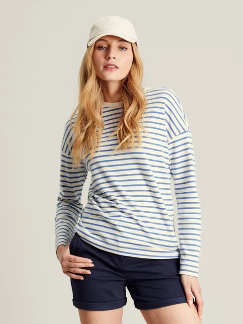 Blue Drop Shoulder Long Sleeve Top - Image 3