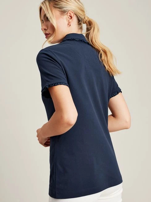 Blue Short Sleeve Frill Collared Polo Shirt - Image 2