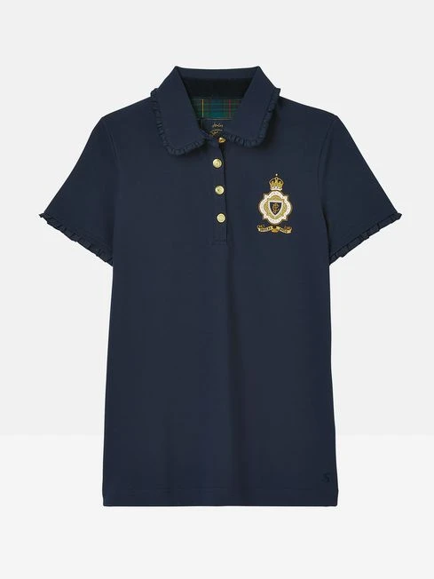 Blue Short Sleeve Frill Collared Polo Shirt - Image 8