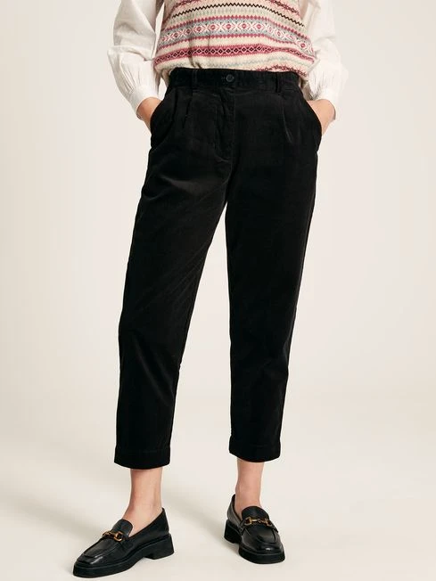 Black Cord Tapered Leg Trousers