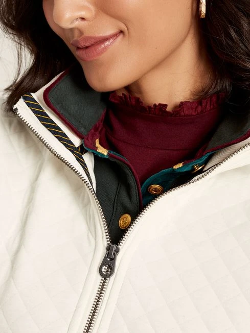 Cream Quilted Zip Sweat Top - Image 5