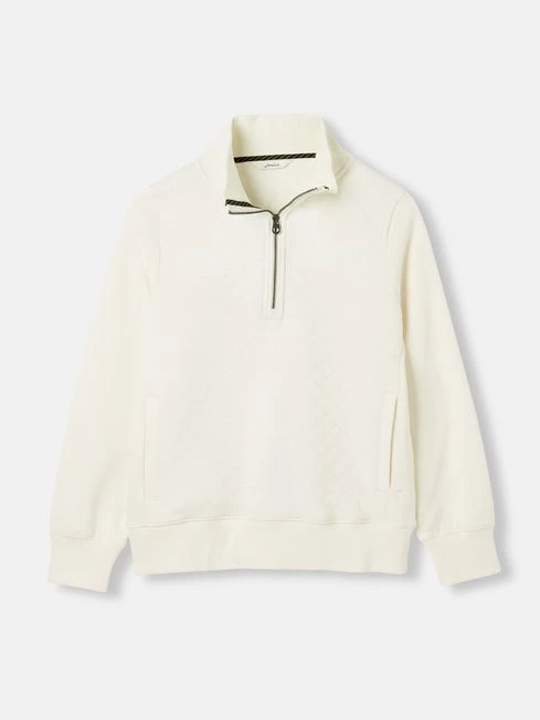 Cream Quilted Zip Sweat Top - Image 6