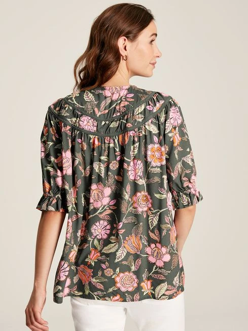 Grey Curved Yoke Blouse - Image 2