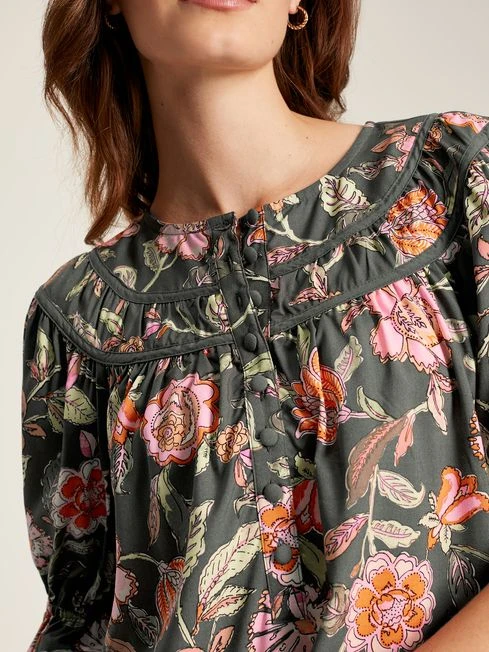 Grey Curved Yoke Blouse - Image 3