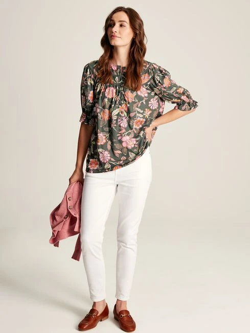 Grey Curved Yoke Blouse - Image 5