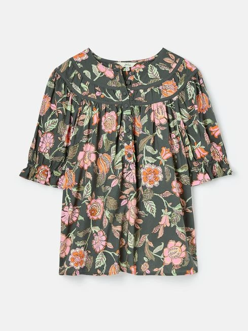 Grey Curved Yoke Blouse - Image 6