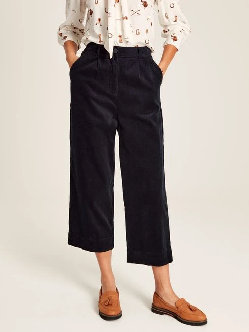 Navy Blue Cord Wide Leg Trousers - Image 2