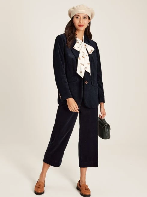 Navy Blue Cord Wide Leg Trousers - Image 4