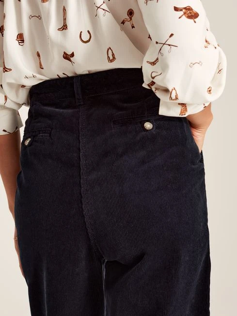 Navy Blue Cord Wide Leg Trousers - Image 6