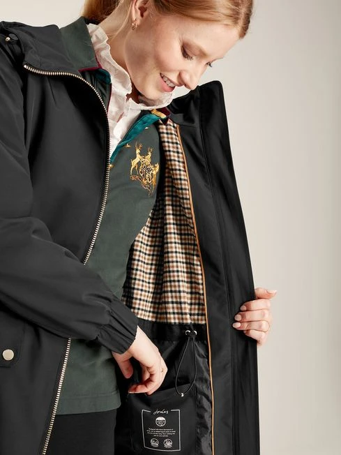 Black Waterproof Zip Through Coat - Image 4