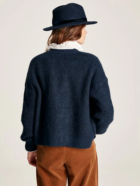 Navy Blue Button Through Knit Cardigan - Image 2