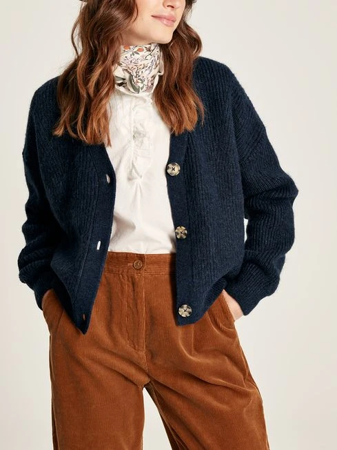 Navy Blue Button Through Knit Cardigan - Image 4