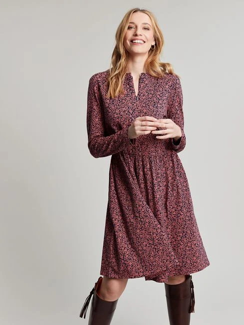 Joules Pink Aurora Zip Down Jersey Dress