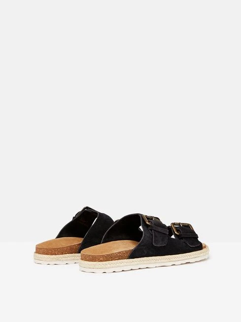 Navy Blue Suede Espadrille Buckle Sliders - Image 2