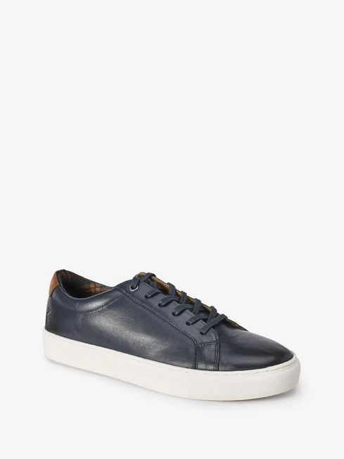 Navy Blue Leather Trainers