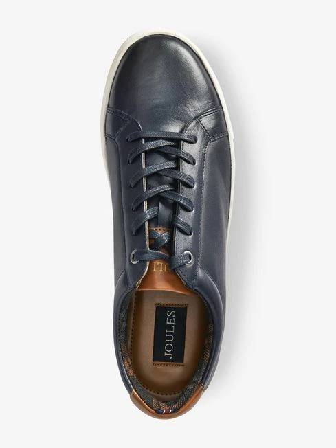 Navy Blue Leather Trainers - Image 2